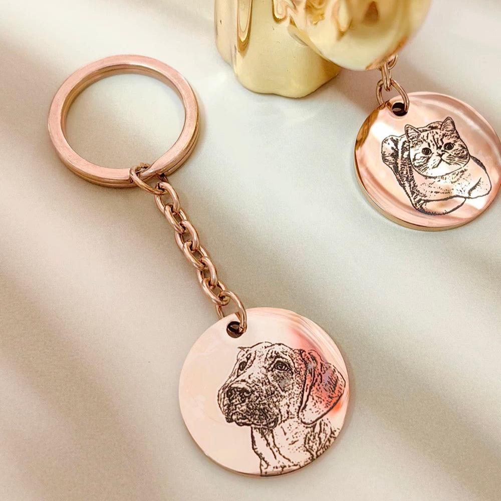 Custom Pet Portrait Keychain (Long)