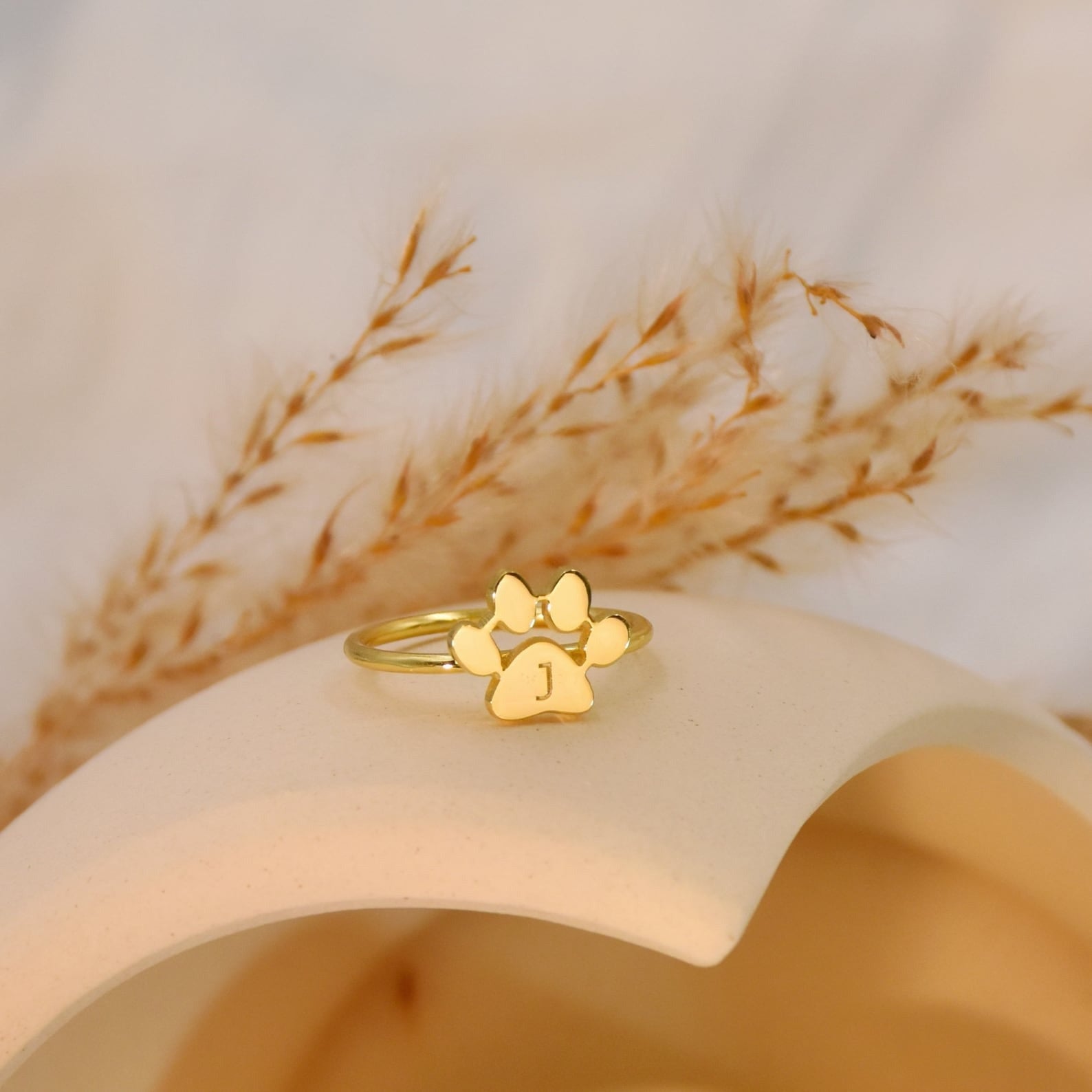 Custom Pet Name Ring (Paw)