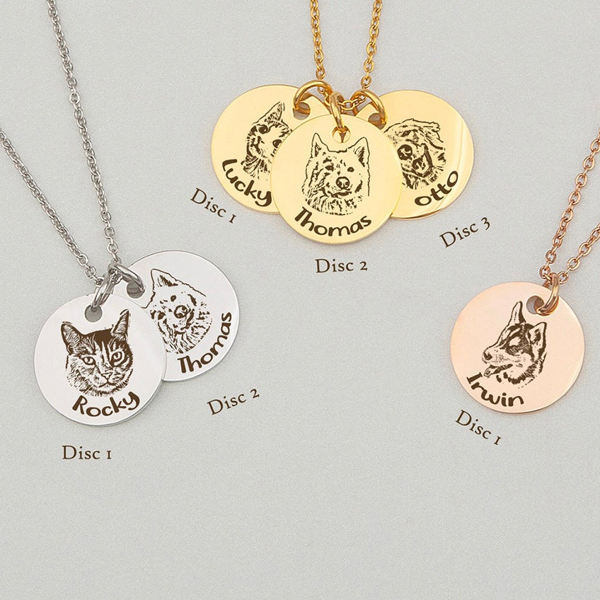 Custom Pet Portrait Necklace (Light)