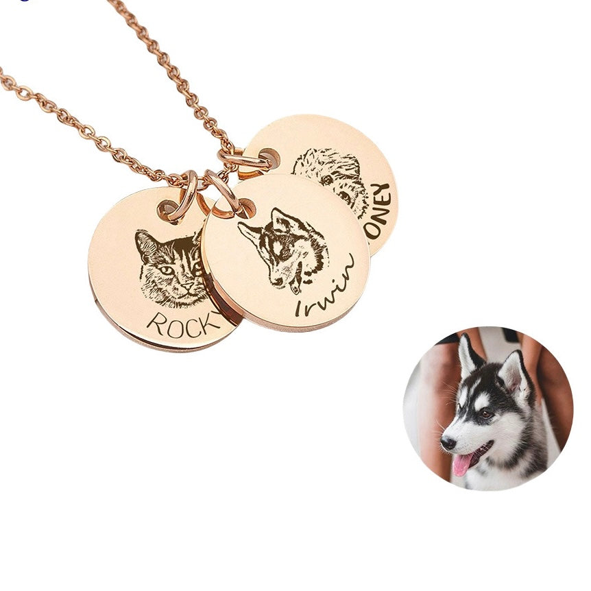 Custom Pet Portrait Necklace (Light)